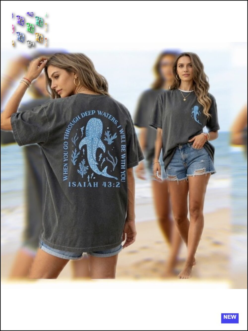 Oversized Christian Faith Bible Verse Graphic Tee Top Summer - Picture 6 of 6